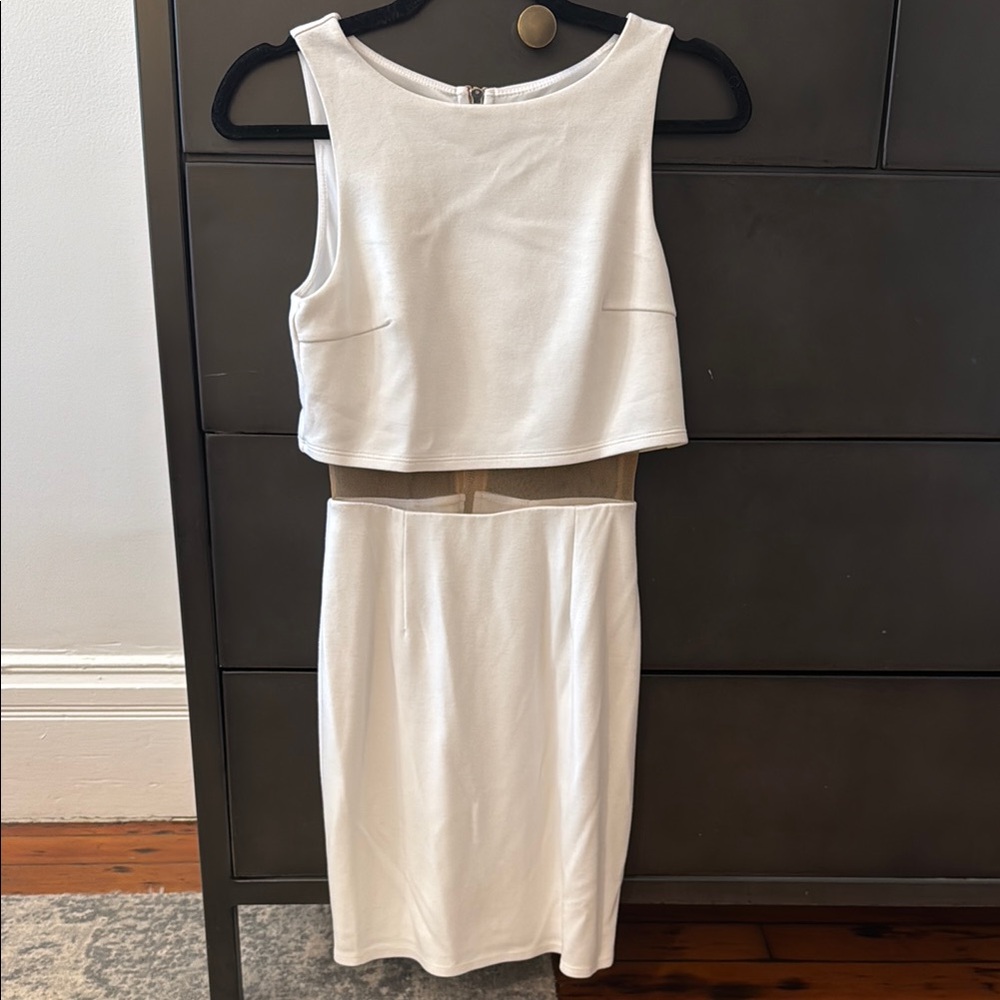 White Sleeveless Crop Top and Skirt Set
